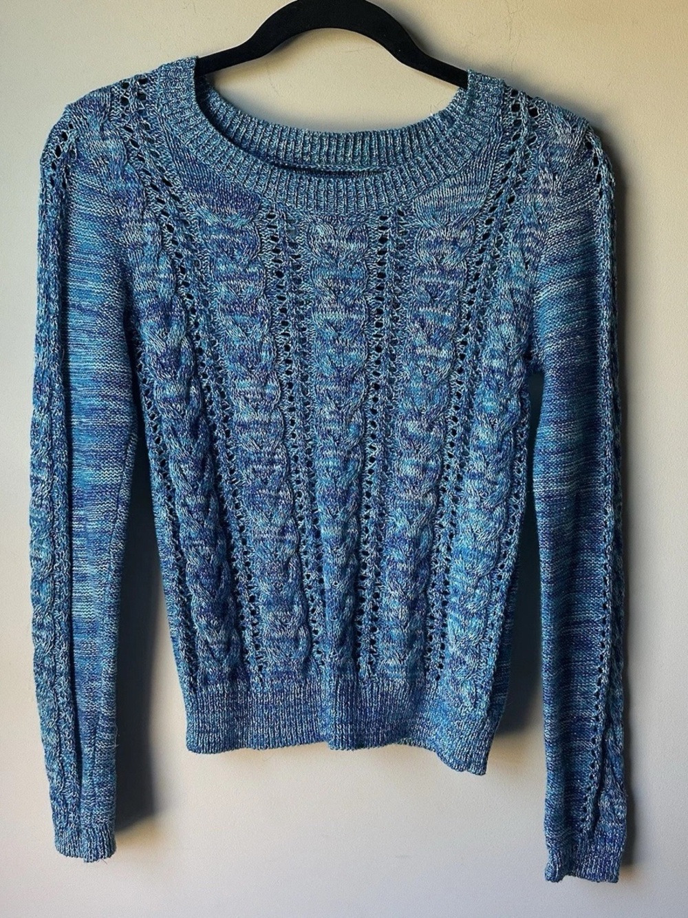 Justice Girl’s Blue Y2K Cable Knit Sweater Size 12